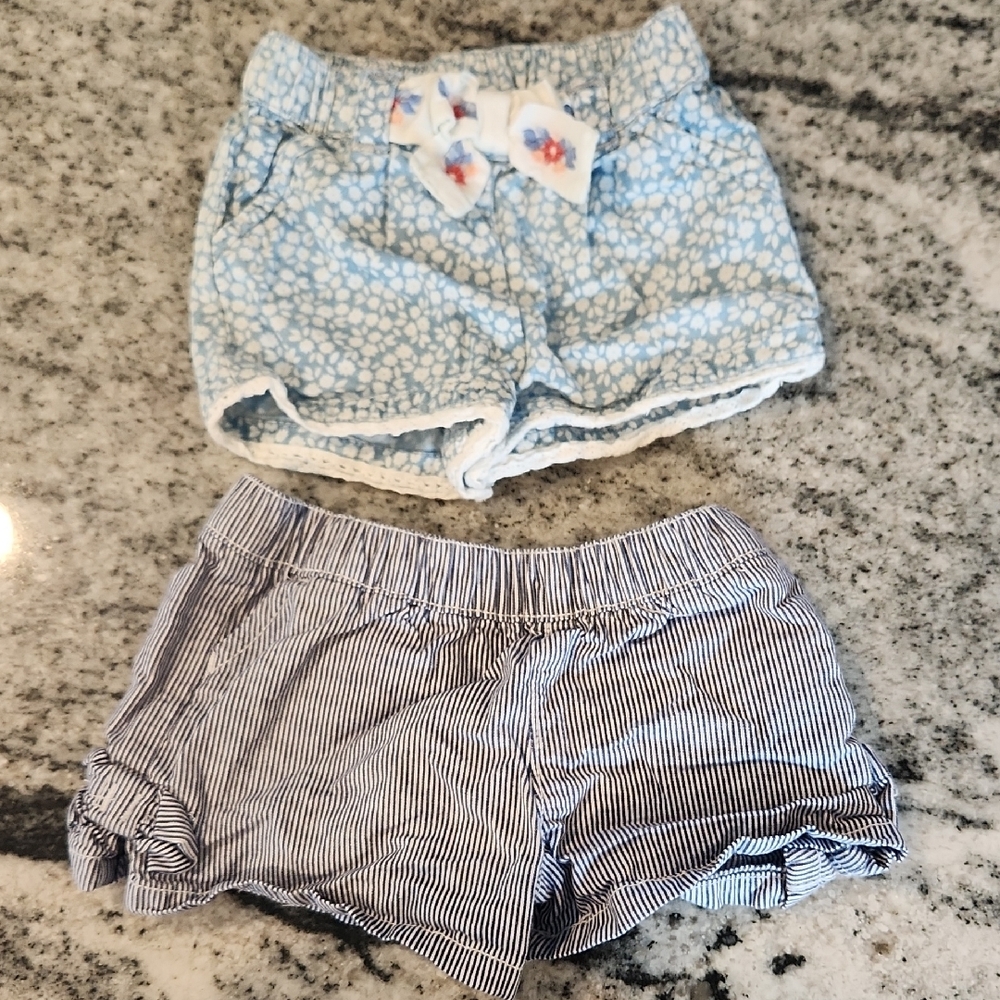 Floral and Striped Baby Shorts Set